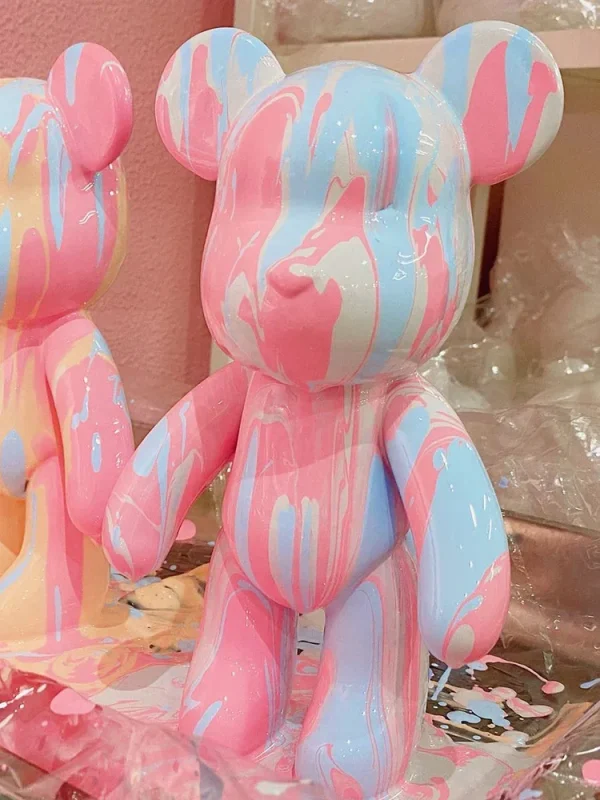 Creative Fluid Bear Handmade DIY Painting Violent Bear Sculpture White Mold Doll Figurine Toys Animal Bear Home Decor Ornaments 3