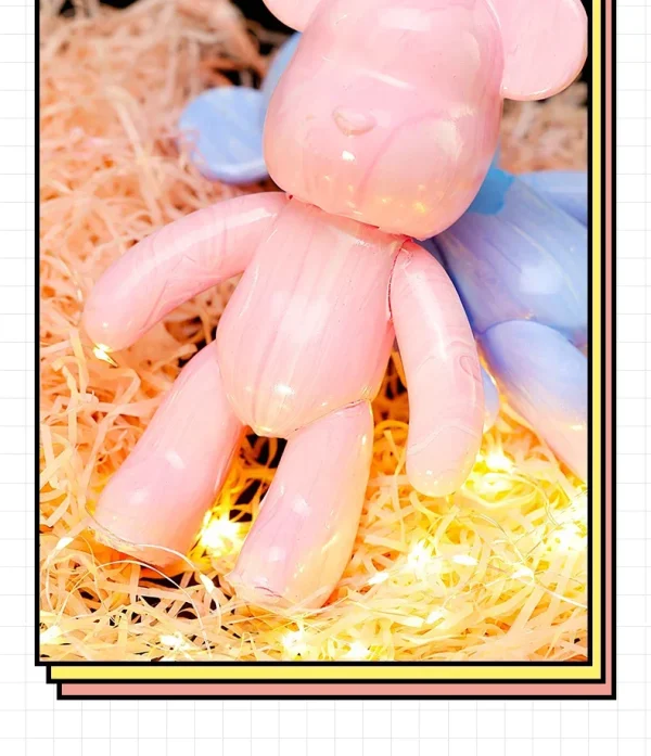 Creative Fluid Bear Handmade DIY Painting Violent Bear Sculpture White Mold Doll Figurine Toys Animal Bear Home Decor Ornaments 5