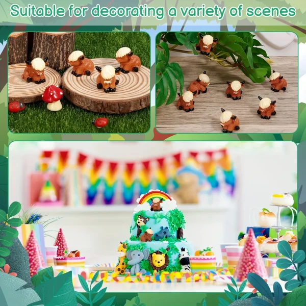 20pcs Charming Mini Highland Cow Figurines Cute Resin Animal Sculptures for DIY Crafts Dollhouse Garden for Room Decor 4