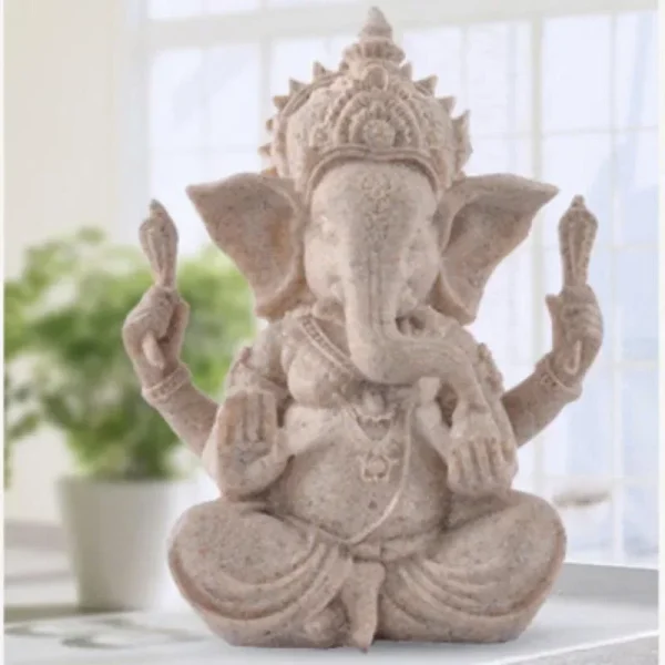 Sandstone Ganesha Buddha Elephant Statue Sculpture Handmade Elephant Figurine Home Decoration Accessories 1