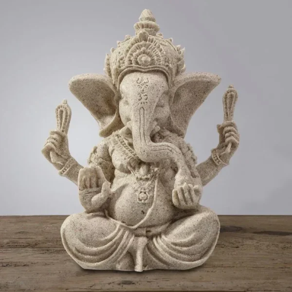 Sandstone Ganesha Buddha Elephant Statue Sculpture Handmade Elephant Figurine Home Decoration Accessories 3