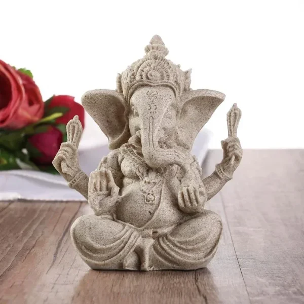 Sandstone Ganesha Buddha Elephant Statue Sculpture Handmade Elephant Figurine Home Decoration Accessories 5