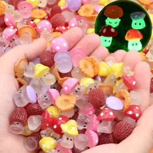 50/10PCS Mini Fluorescent Mushroom Luminous Garden Resin Figurines Decor Miniature Moss Microlandscape Landscape Crafts Decor 1