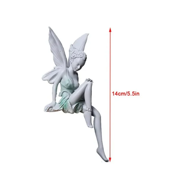 Sitting Fairy Statue Garden Ornament Resin Decorative Sculpture Outdoor Lawn Yard Decor Home Backyard Weatherproof Angel Figurin 6