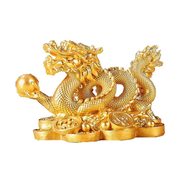 Chinese Auspicious Money Dragon Statuette  Resin Sculpture Feng Shui Decoration Home Living Room Bedroom Office Figurines 1