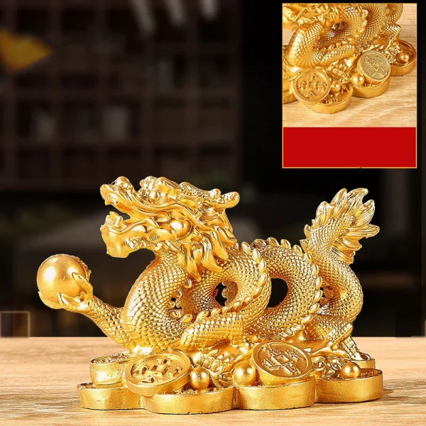 Chinese Auspicious Money Dragon Statuette  Resin Sculpture Feng Shui Decoration Home Living Room Bedroom Office Figurines 2