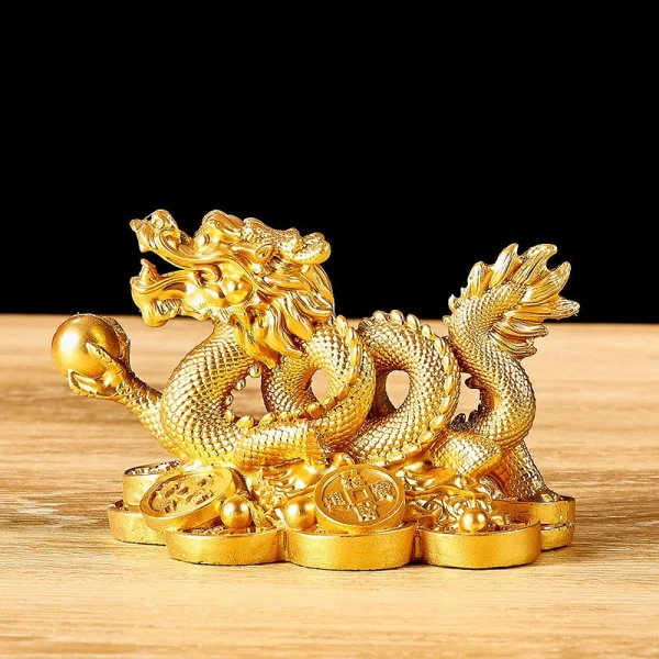 Chinese Auspicious Money Dragon Statuette  Resin Sculpture Feng Shui Decoration Home Living Room Bedroom Office Figurines 4