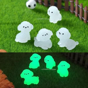Mini Luminous Poodle Dog Figurines Miniature Craft Fairy Garden DIY Kid Bedroom Living Room Car Ornament Home Desktop Decoration 1