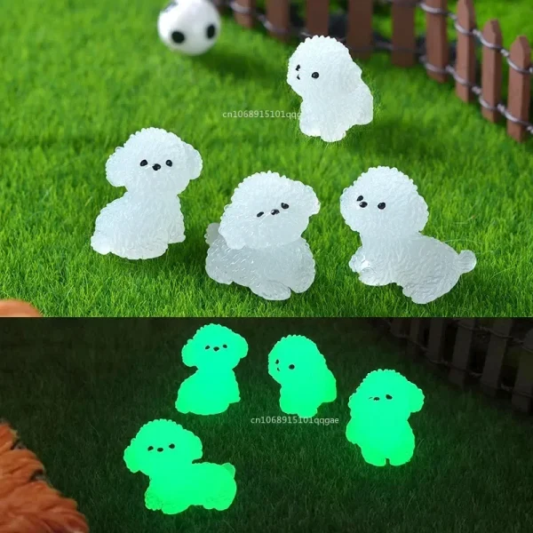 Mini Luminous Poodle Dog Figurines Miniature Craft Fairy Garden DIY Kid Bedroom Living Room Car Ornament Home Desktop Decoration 1
