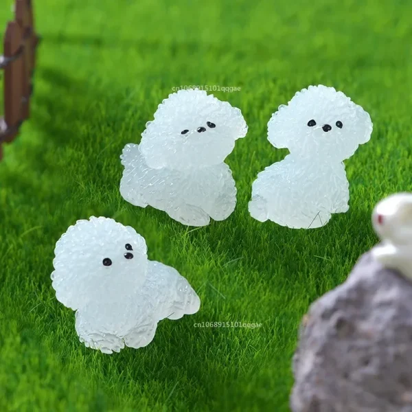 Mini Luminous Poodle Dog Figurines Miniature Craft Fairy Garden DIY Kid Bedroom Living Room Car Ornament Home Desktop Decoration 2