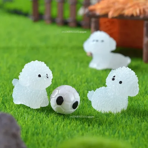 Mini Luminous Poodle Dog Figurines Miniature Craft Fairy Garden DIY Kid Bedroom Living Room Car Ornament Home Desktop Decoration 3