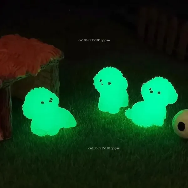 Mini Luminous Poodle Dog Figurines Miniature Craft Fairy Garden DIY Kid Bedroom Living Room Car Ornament Home Desktop Decoration 4