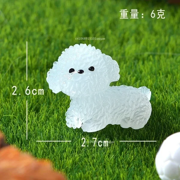 Mini Luminous Poodle Dog Figurines Miniature Craft Fairy Garden DIY Kid Bedroom Living Room Car Ornament Home Desktop Decoration 5