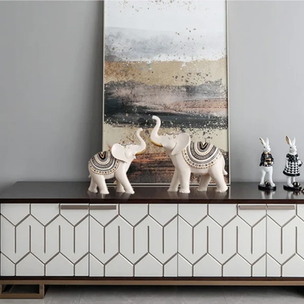 Resin Elephant Statue Elephant Figurine Sculpture Shelf Room Desk Table Home Office Bookshelf Decor Housewarming Christmas Gift 4