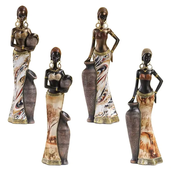 Africian Women Figurine Lightweight Multipurpose African Decor African Sculpture Home Decor Brown for Bookshelves Living Room 2