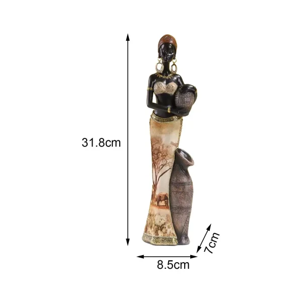 Africian Women Figurine Lightweight Multipurpose African Decor African Sculpture Home Decor Brown for Bookshelves Living Room 6