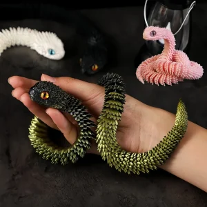 3D Printed Snake Multi-Joint Rotatable Stereoscopic Snake Office Desktop Ornament Home Decor Animal Model Figurine Car Decor 1