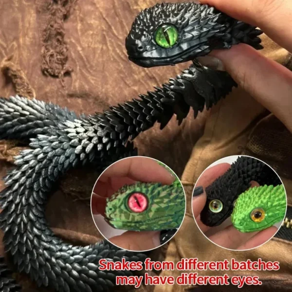 3D Printed Snake Multi-Joint Rotatable Stereoscopic Snake Office Desktop Ornament Home Decor Animal Model Figurine Car Decor 2