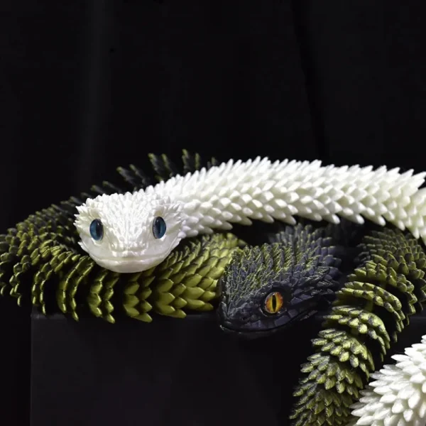 3D Printed Snake Multi-Joint Rotatable Stereoscopic Snake Office Desktop Ornament Home Decor Animal Model Figurine Car Decor 3