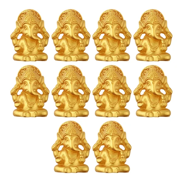 10PCS Golden Lord Ganesha Elephant God Figurine Resin Buddha Sculpture Hindu Ganesh Home Garden Decoration Religious Art Statues 1