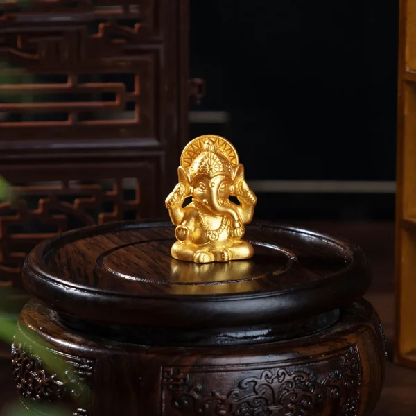 10PCS Golden Lord Ganesha Elephant God Figurine Resin Buddha Sculpture Hindu Ganesh Home Garden Decoration Religious Art Statues 3