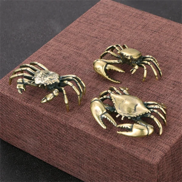 Pure Brass Crab Figurines Mini Animal Statue For Office Desk Living Room Antique Animal Miniature Figurines Home Decor 1