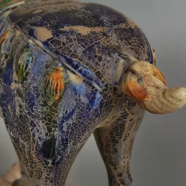 Tang Sancai Blue Glazed War Horse Home Decor Ancient Porcelain Unearthed in Imitation Museum Decoration Sculptures Figurines 4