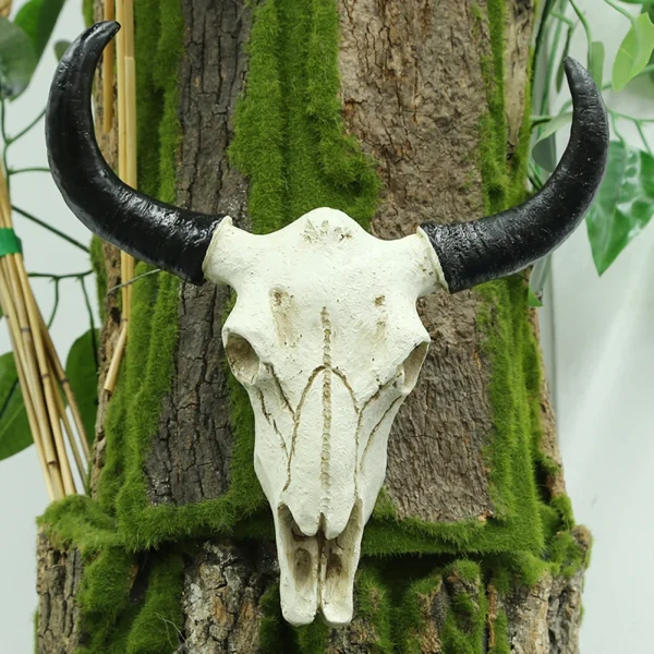 Bull Head Pendant Wall Hanging Animal Wildlife Sculpture Figurines Crafts Fashion Nostalgic Realistic for Home Halloween Decor 6