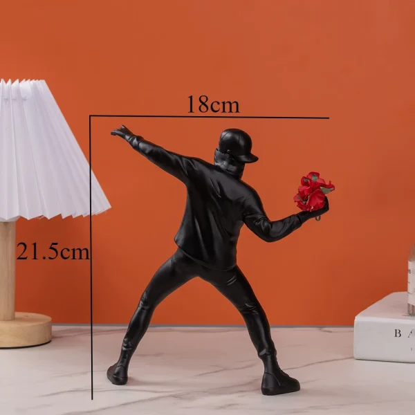 Flower Throwing Statue Flower Thrower Sculpture, Man Figurines Home Decor for Shelves,Art Craft Desk Decoration for Living Room 6