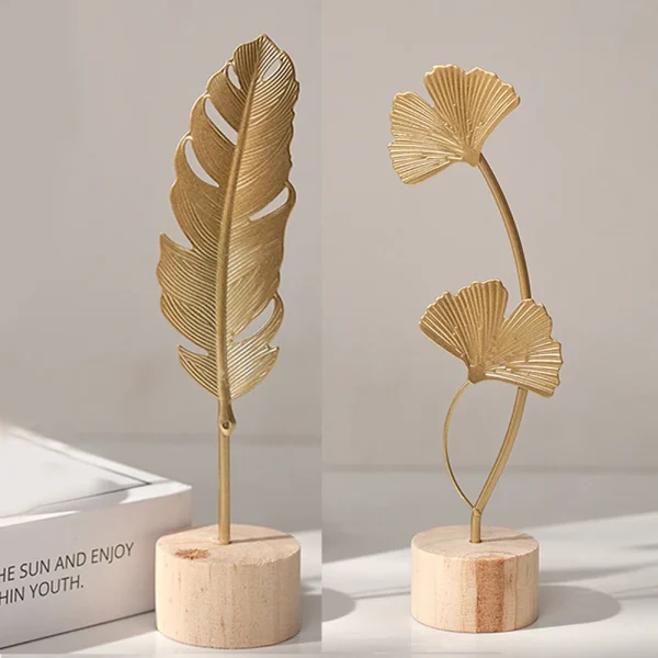 Nordic Gold Ginkgo Leaf Crafts Leaves Sculpture Luxury Living Room Decor Home Decoration Accessories Office Desktop Ornaments 1
