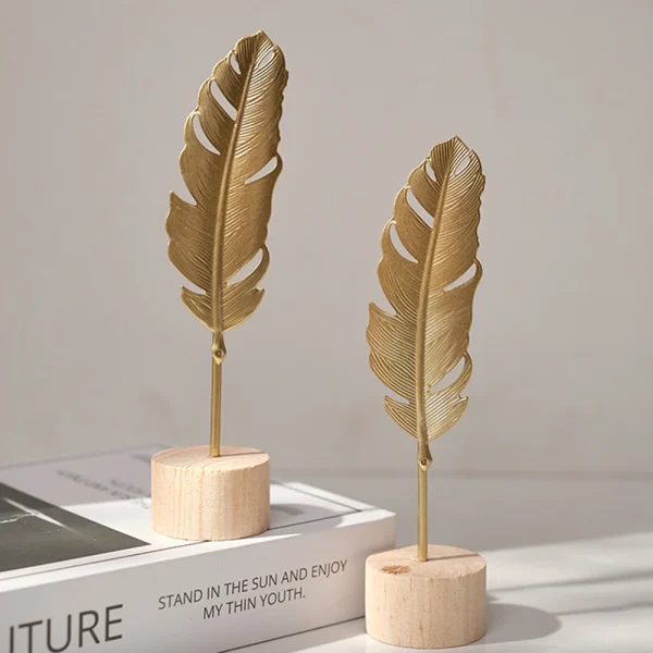 Nordic Gold Ginkgo Leaf Crafts Leaves Sculpture Luxury Living Room Decor Home Decoration Accessories Office Desktop Ornaments 3