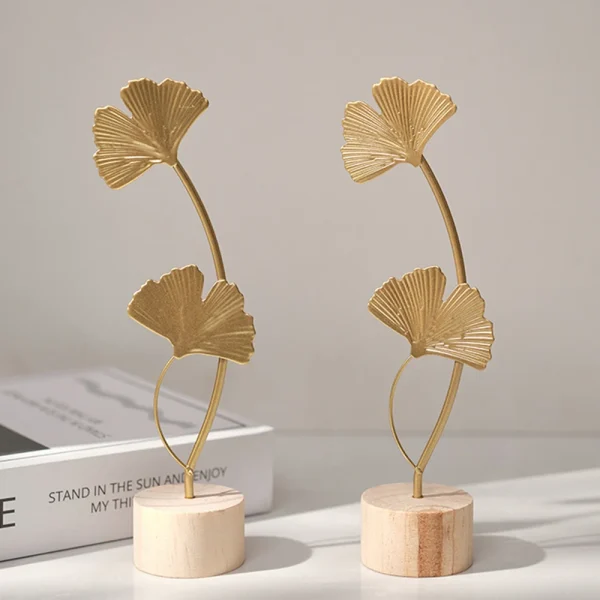 Nordic Gold Ginkgo Leaf Crafts Leaves Sculpture Luxury Living Room Decor Home Decoration Accessories Office Desktop Ornaments 5