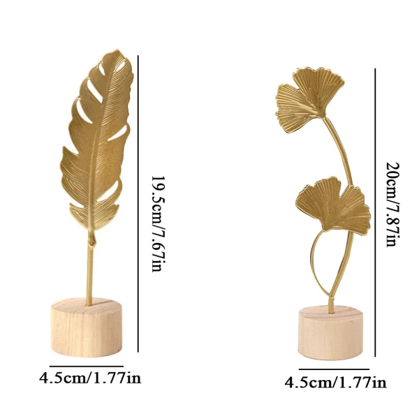 Nordic Gold Ginkgo Leaf Crafts Leaves Sculpture Luxury Living Room Decor Home Decoration Accessories Office Desktop Ornaments 6