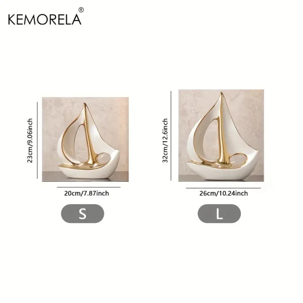Ceramics Luxury Sailboat Sculpture Post-modern Living Room Ornaments Office Desk Accessories Decorative Boat Figurines Craft 6