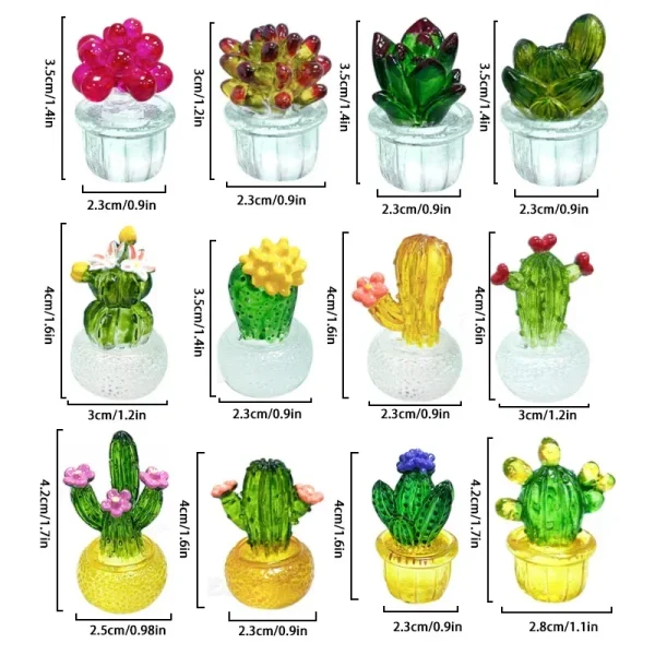 Mini Cactus Figurines Ornaments Cactus Bonsai Decor Aquarium Accessories Fish Tank Aquarium Accessories Car Home Decoracion 6