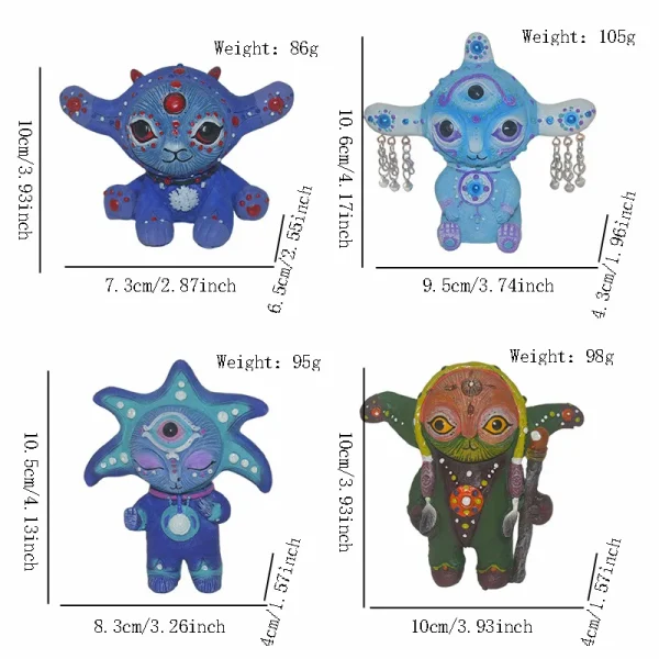1pc Courtyard Garden Resin Statue Three Eyes Alien Statue Sculpture Fantasyland Creatures Ornaments Home Decor Elf Figurines 6