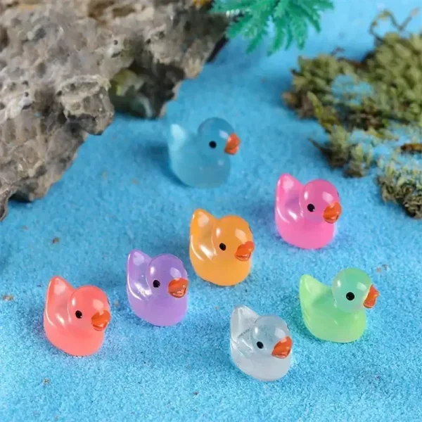 Mini Duck Glow At Night Miniature Figurines Cute Fairy Garden Decoration Luminous Swan Duck Desk Ornaments Dollhouse Crafts DIY 3