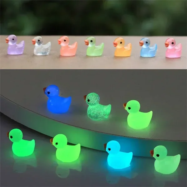 Mini Duck Glow At Night Miniature Figurines Cute Fairy Garden Decoration Luminous Swan Duck Desk Ornaments Dollhouse Crafts DIY 4