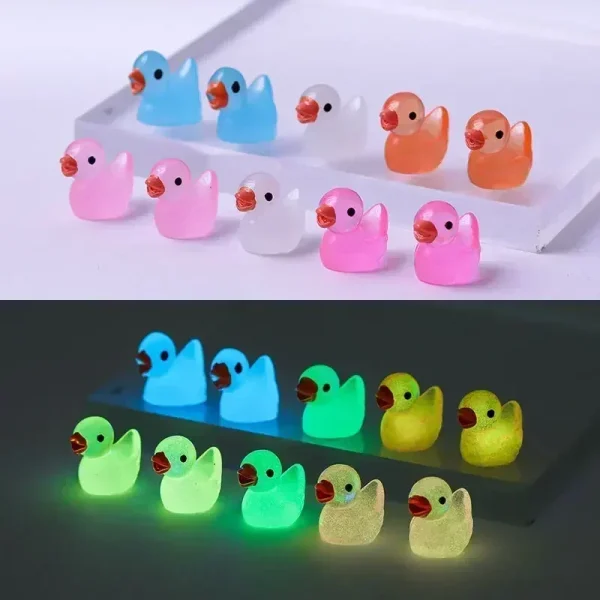 Mini Duck Glow At Night Miniature Figurines Cute Fairy Garden Decoration Luminous Swan Duck Desk Ornaments Dollhouse Crafts DIY 5