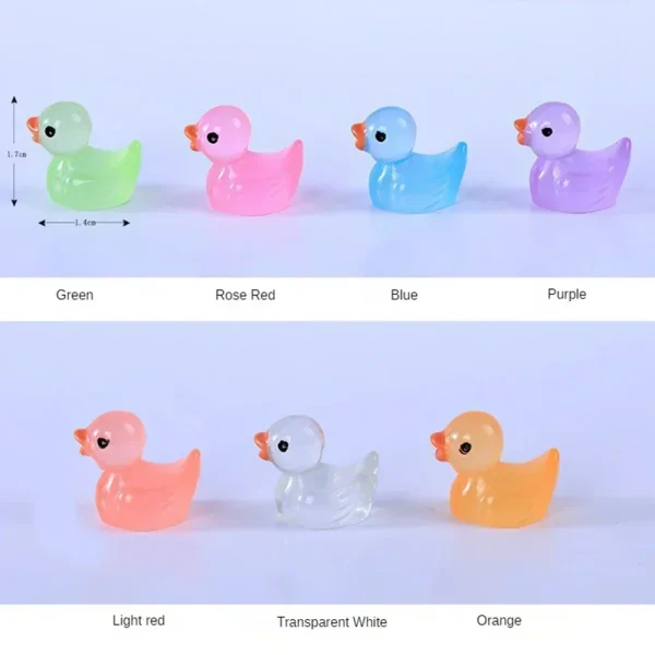 Mini Duck Glow At Night Miniature Figurines Cute Fairy Garden Decoration Luminous Swan Duck Desk Ornaments Dollhouse Crafts DIY 6