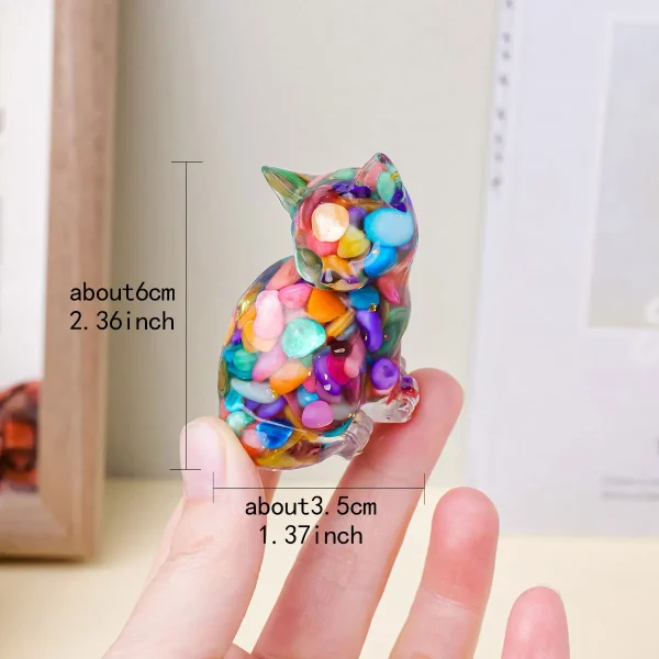 1PC Natural Crystal Stone Clovely Cat Statue Reiki Stone Figurine Amulet Fengshui Sculpture for Home Office Decoration 2