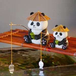 Garden Statue Resin Panda Fishing Figurines Sculpture Yard Art Ornament For Fairy Garden Patio Lawn Balcony Housewarming Gifts 1