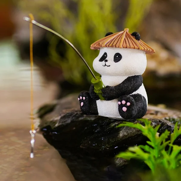 Garden Statue Resin Panda Fishing Figurines Sculpture Yard Art Ornament For Fairy Garden Patio Lawn Balcony Housewarming Gifts 2