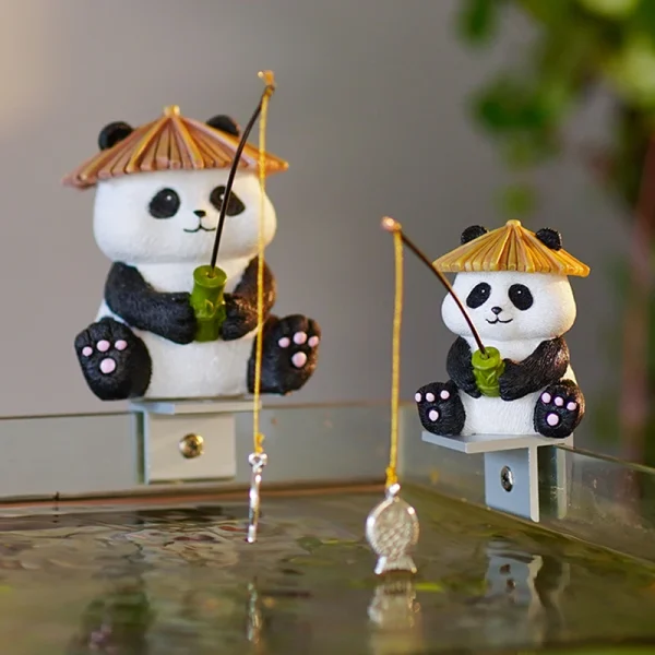 Garden Statue Resin Panda Fishing Figurines Sculpture Yard Art Ornament For Fairy Garden Patio Lawn Balcony Housewarming Gifts 5