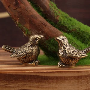 Elegant Brass Sparrow Tea Pet - Intricately Detailed Solid Brass Bird Figurine Versatile Indoor/Outdoor Decor Piece 1