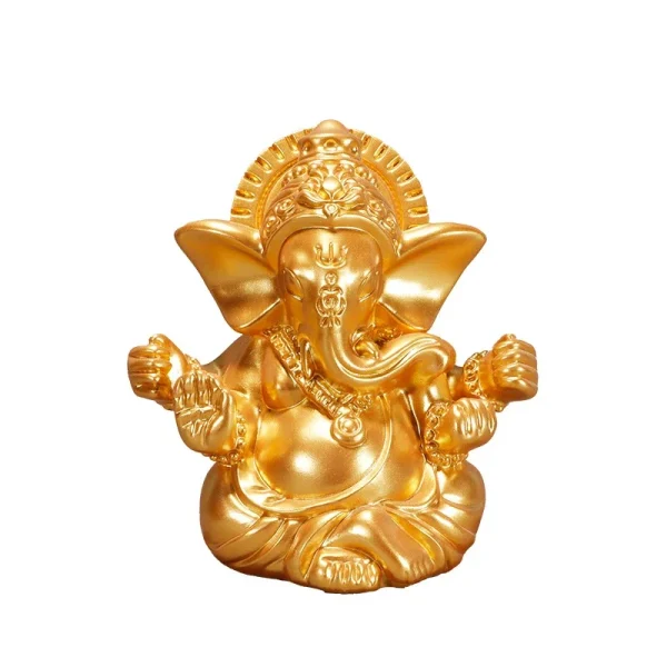 Lord Ganesha Buddha Statue Indian Elephant God Sculptures Gold Ganesh Figurines Ornaments Home Garden Buddha Decoration Statues 3