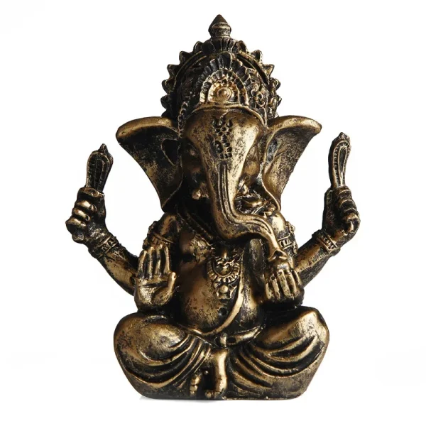 Lord Ganesha Buddha Statue Indian Elephant God Sculptures Gold Ganesh Figurines Ornaments Home Garden Buddha Decoration Statues 6