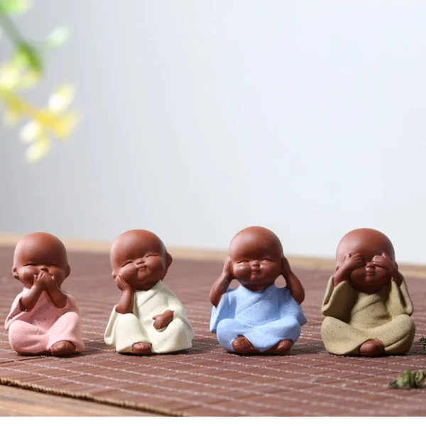 Ceramic Small Buddha Statue Ornaments Monk Figurine Home Crafts Decor Succulents Flower Pot Monk Sculptures Tea Ceremony 1