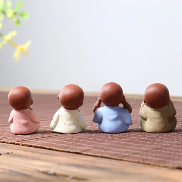 Ceramic Small Buddha Statue Ornaments Monk Figurine Home Crafts Decor Succulents Flower Pot Monk Sculptures Tea Ceremony 2