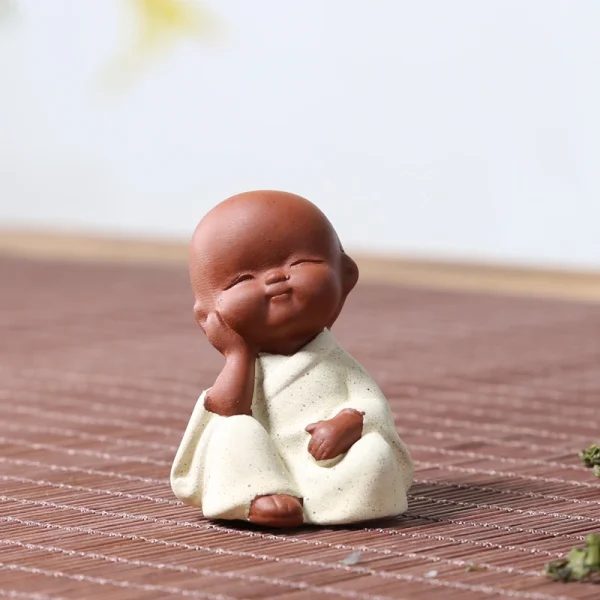 Ceramic Small Buddha Statue Ornaments Monk Figurine Home Crafts Decor Succulents Flower Pot Monk Sculptures Tea Ceremony 6